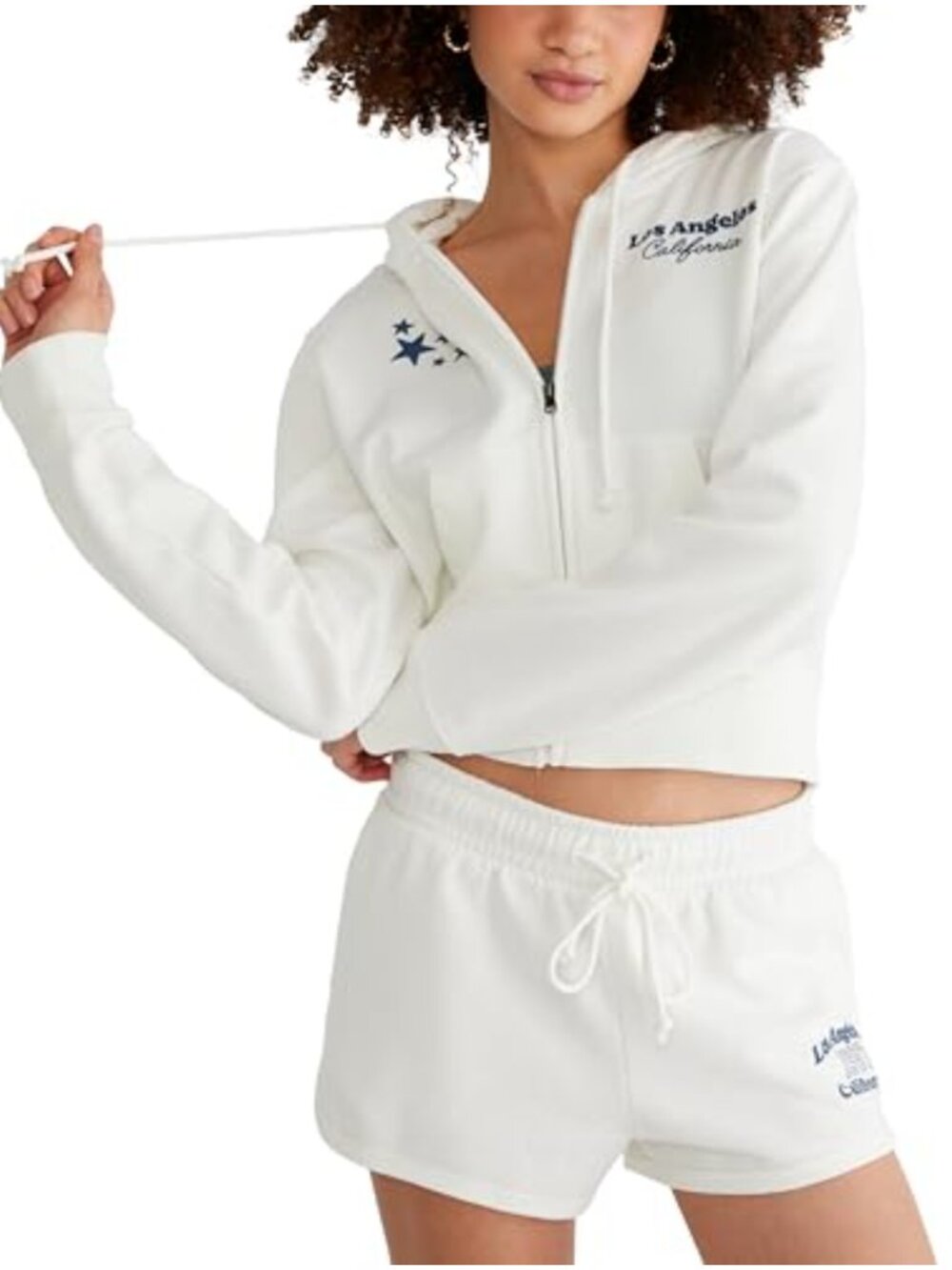 Cropped Full Zip Hoodie Recycled Polyester Fleece Sweatshirt